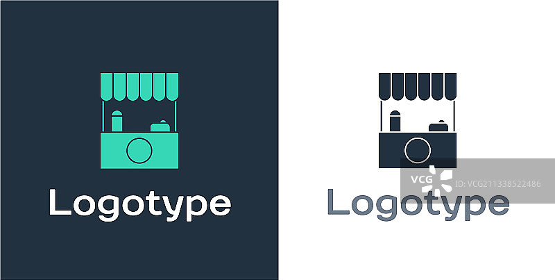 带遮阳棚木制货架街边摊位标志图片素材