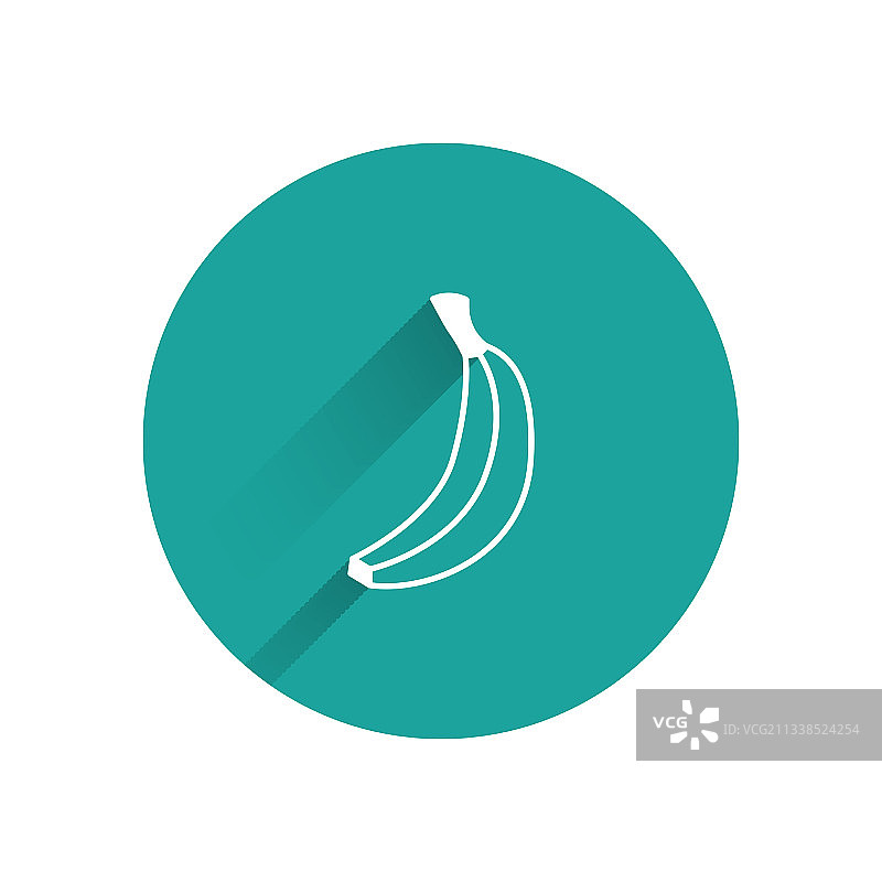 绿色长阴影的白色香蕉图标图片素材