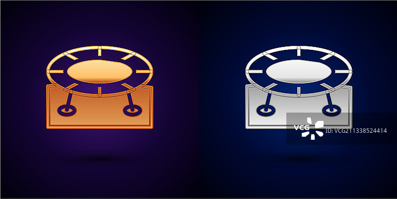 金色和银色的跳跃蹦床图标图片素材