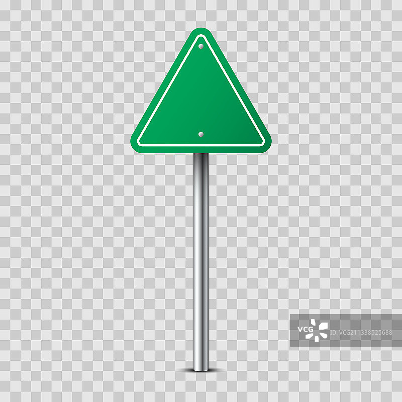 逼真的绿色三角形交通标志图片素材