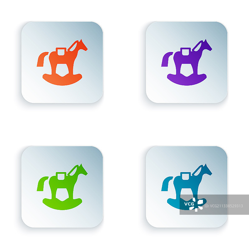 彩色木制儿童摇摆马图片素材