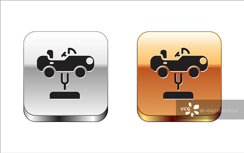 游乐场上的黑色摇摆车图标，隔离状态图片素材