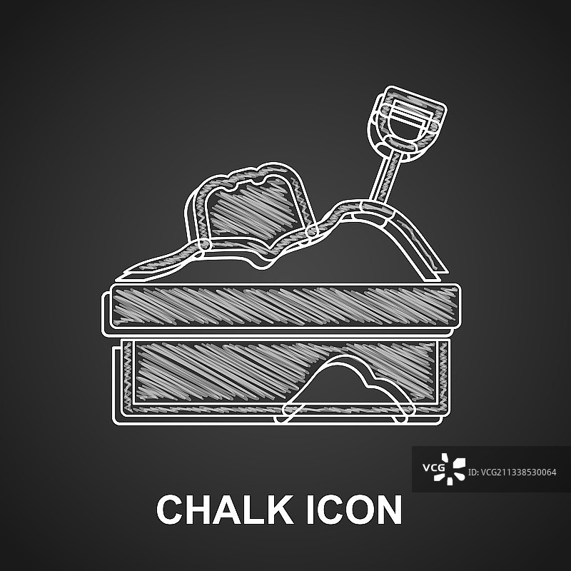 黑色背景上的粉笔沙箱和沙子图标图片素材