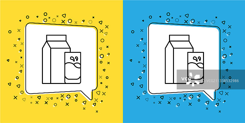 线条纸质克非尔包装和玻璃图标图片素材