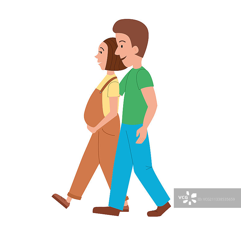 幸福的孕妇与丈夫同行图片素材