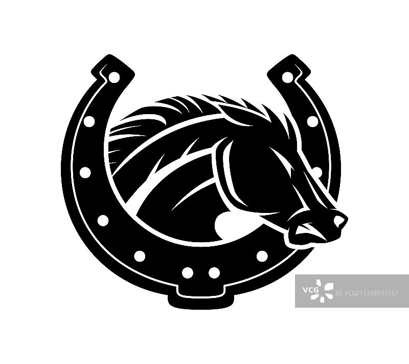 带马蹄铁的愤怒马图标图片素材