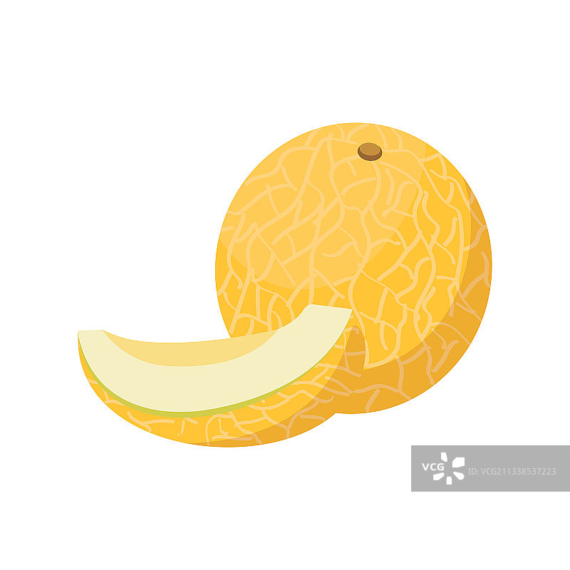 甜瓜图标：完整、一半或楔形甜瓜图片素材