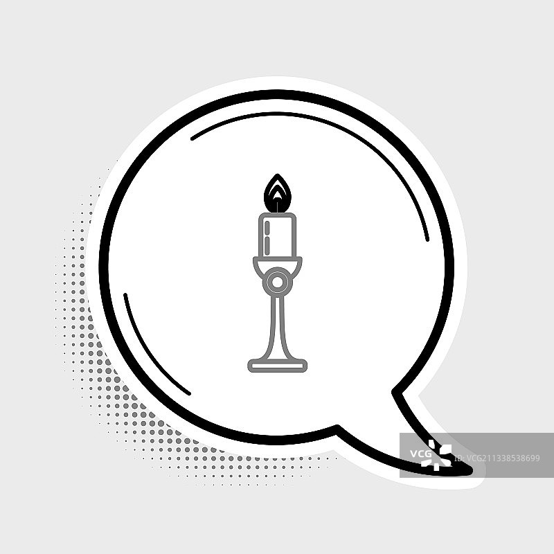 烛台上燃烧的蜡烛线条图标图片素材