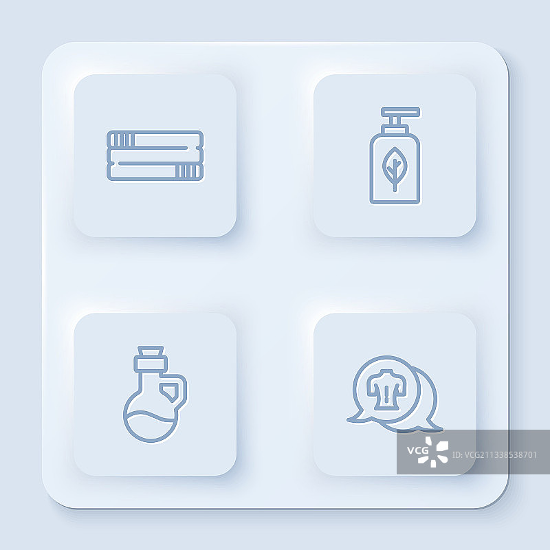 毛巾堆栈精油瓶线条组合图片素材