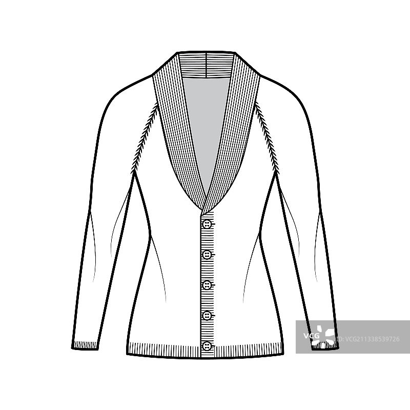 开襟披肩领毛衣款式图图片素材