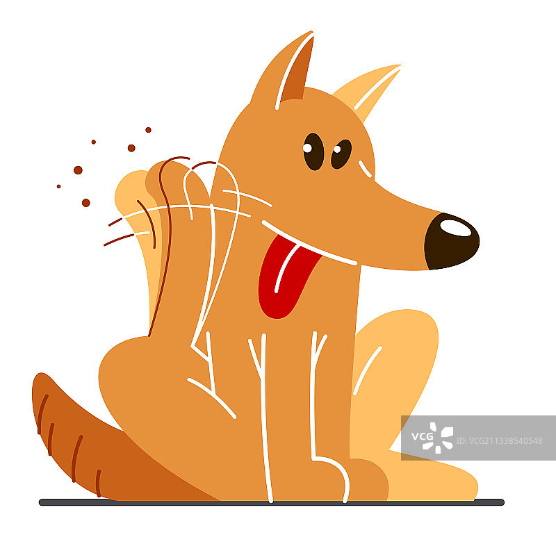 有趣的卡通狗瘙痒和抓挠扁平风格图片素材