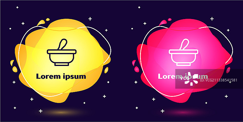 蓝色背景的研钵和研杵图标线条设计图片素材