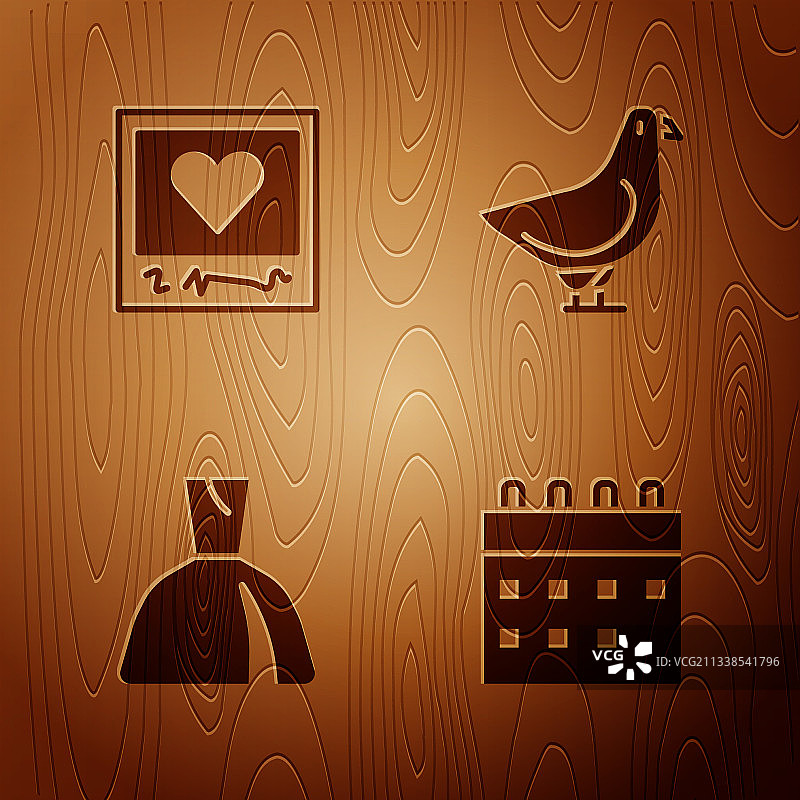 日历、相框、爱心与连衣裙女士设置图片素材