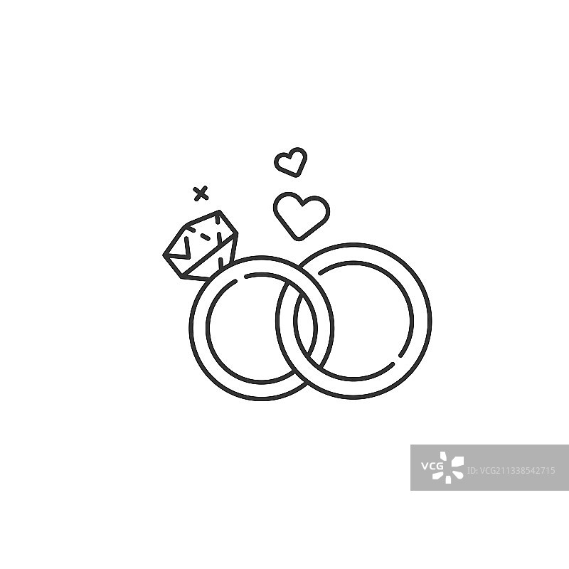 结婚戒指线性图标图片素材