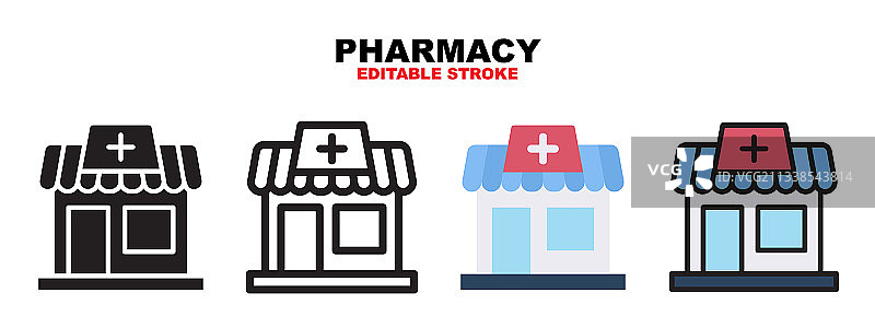 不同风格的药房图标合集图片素材