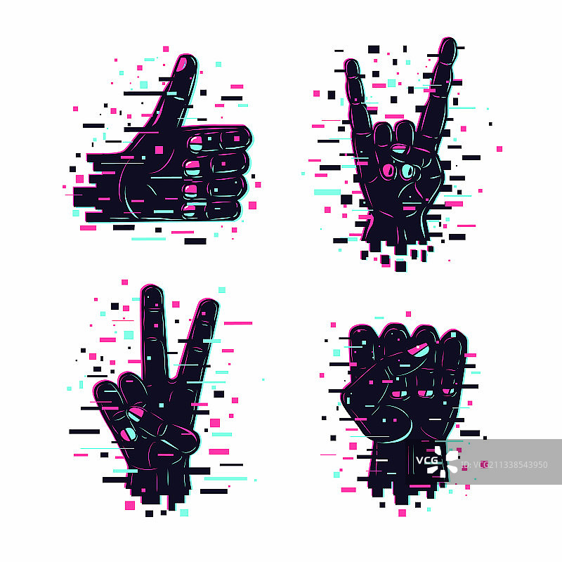 带人手的社交点赞图标集图片素材