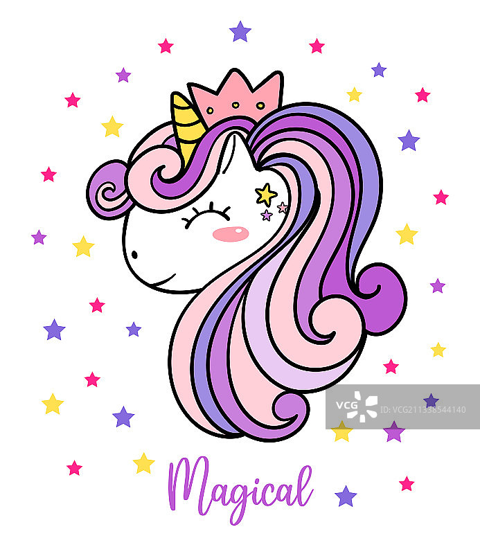 可爱的紫色独角兽头像图片素材