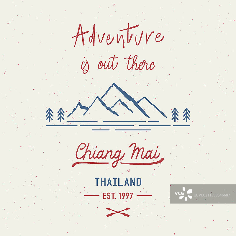 清迈手绘字体山地探险图片素材