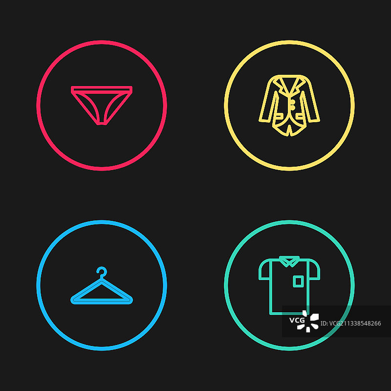 衣架、衣柜、Polo衫与西装外套线条图标图片素材