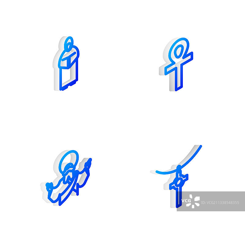 基督教耶稣僧侣标志2.5D线条稿图片素材