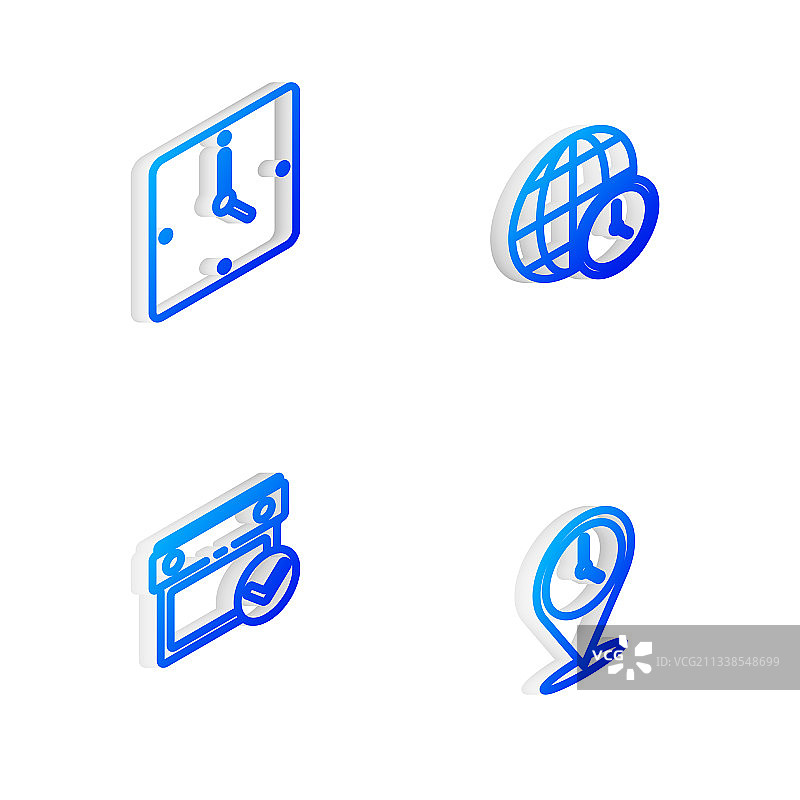 2.5D世界时间时钟日历组合图片素材