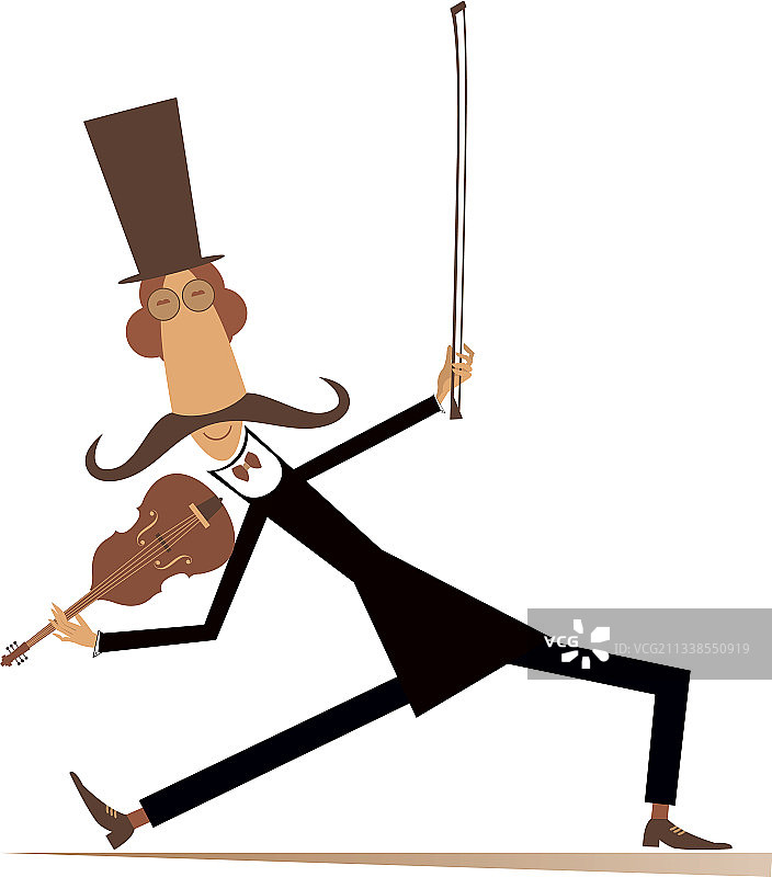 卡通长胡子小提琴家图片素材