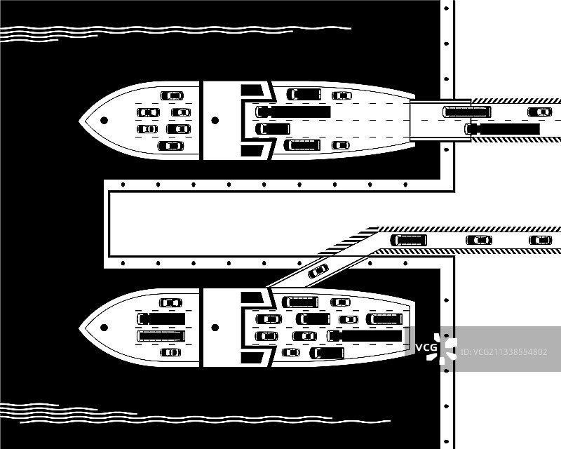 港口装载汽车的渡轮图片素材