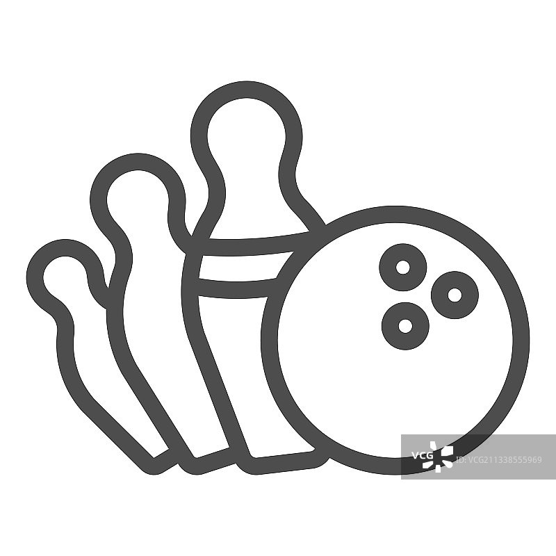 保龄球瓶和保龄球线条图标图片素材
