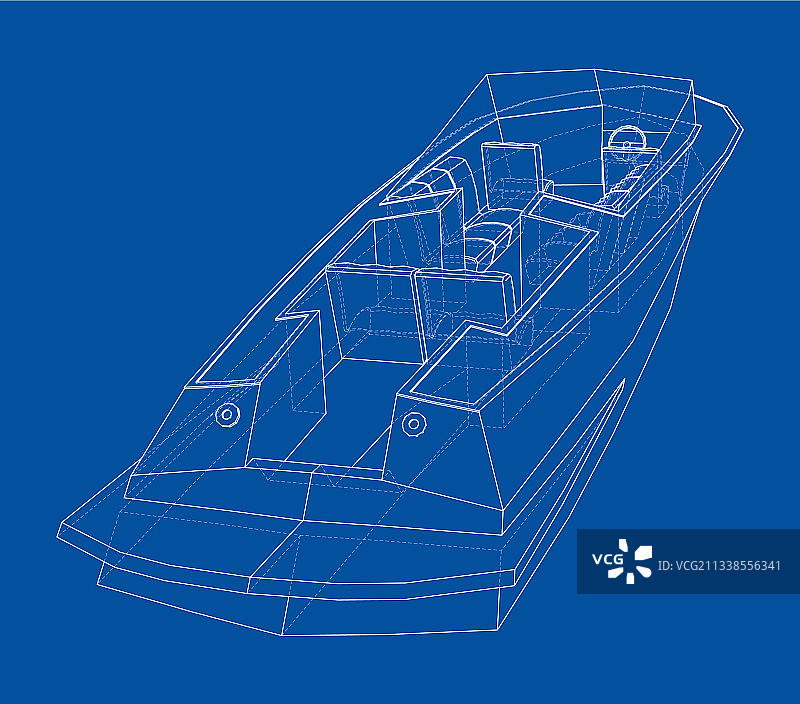 带座位的现代船只图片素材