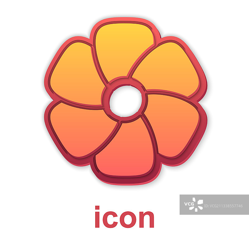 白色背景上的金色花朵图标图片素材