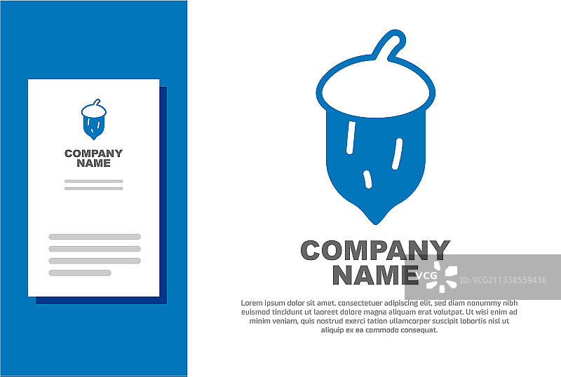 蓝色橡子橡木坚果种子图标（白色背景）图片素材