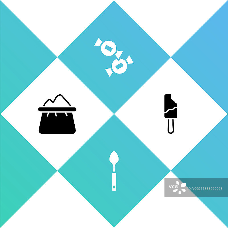 面粉袋勺子糖果和冰淇淋图标图片素材