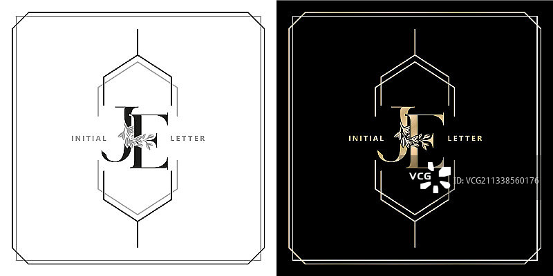JE或EJ首字母和图形名称图片素材