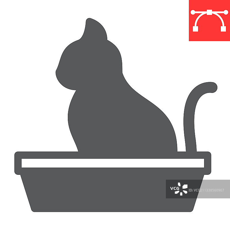 宠物托盘中的猫咪glyph图标图片素材