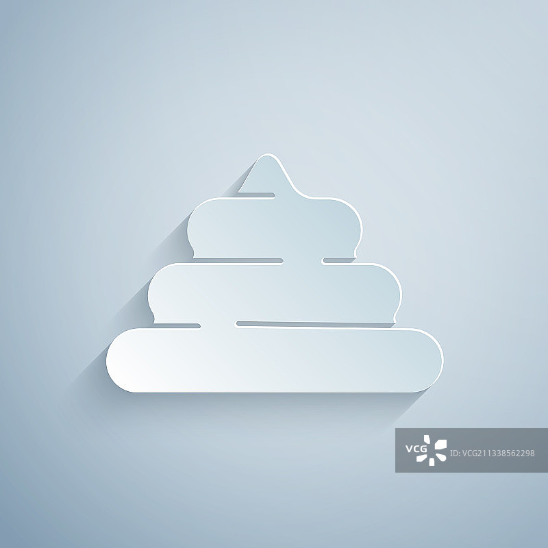 剪纸风格的粪便图标，灰色背景图片素材