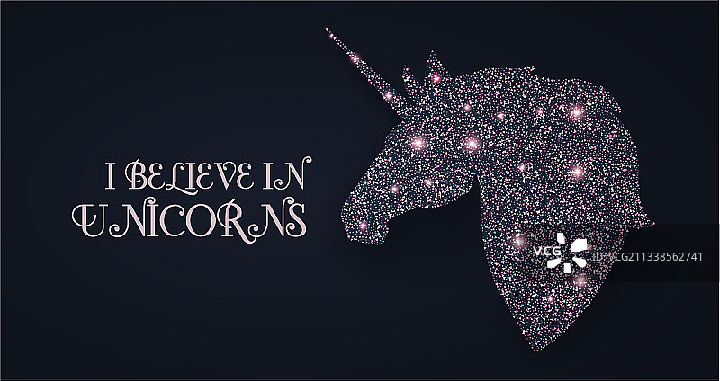 粉色魔法纹理独角兽头剪影图片素材