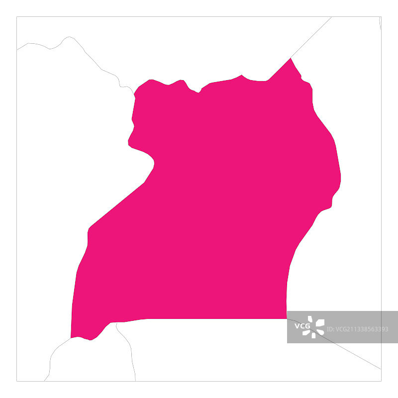 乌干达地图，粉色高亮显示及其邻国图片素材