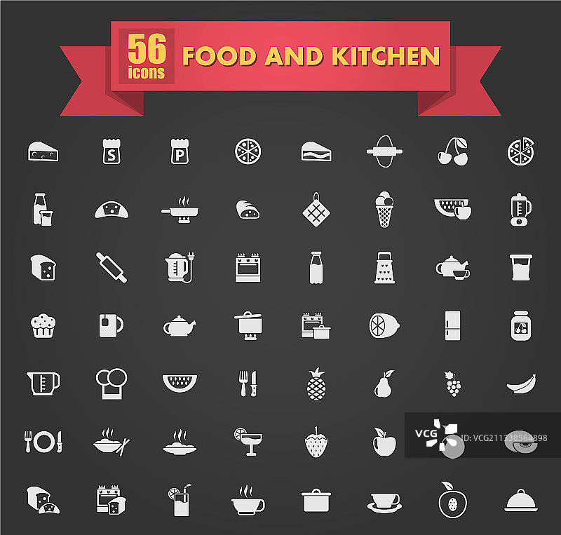 食物和厨房图标设置图片素材