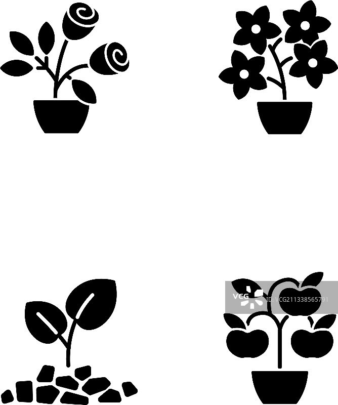 园艺商店类别黑色图标集图片素材