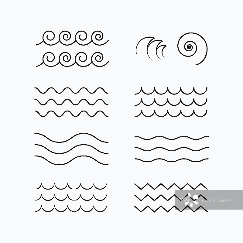 极简线条艺术波浪图标Logo设计图片素材