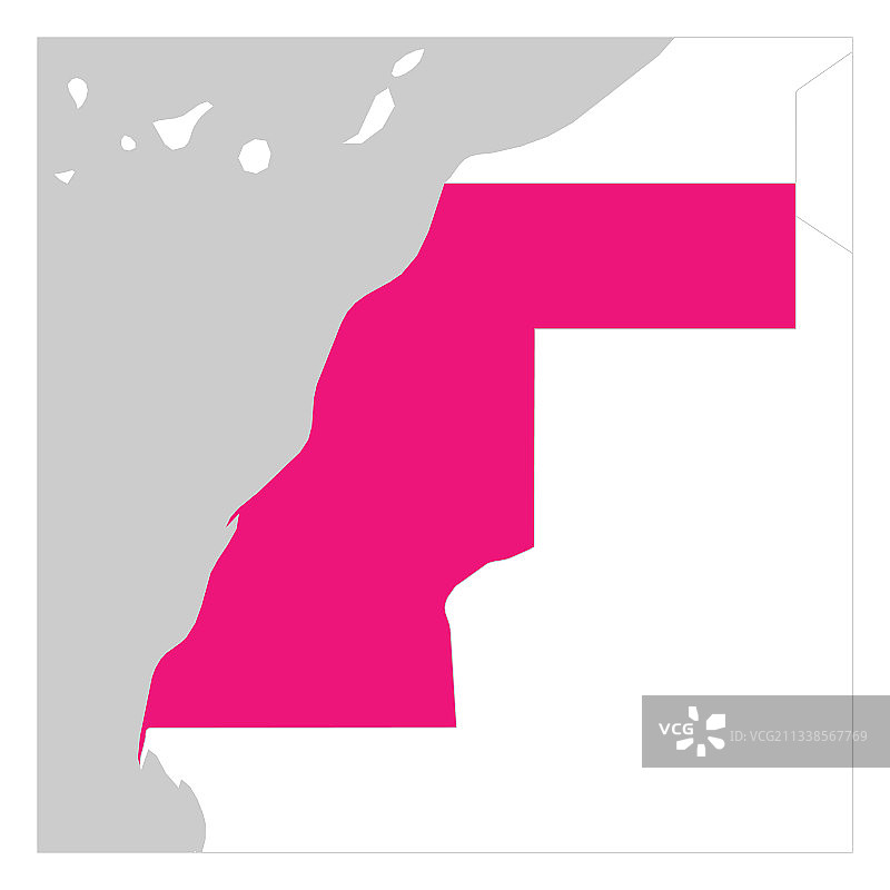 粉色突出显示的西撒哈拉地图图片素材