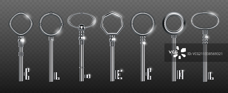 装饰钥匙复古银色或钢制套装图片素材