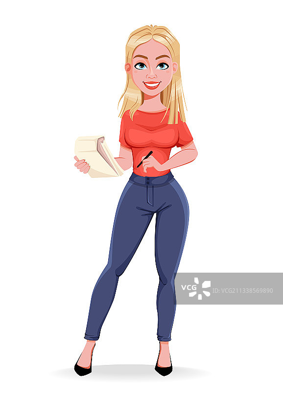 年轻微笑女人记者图片素材