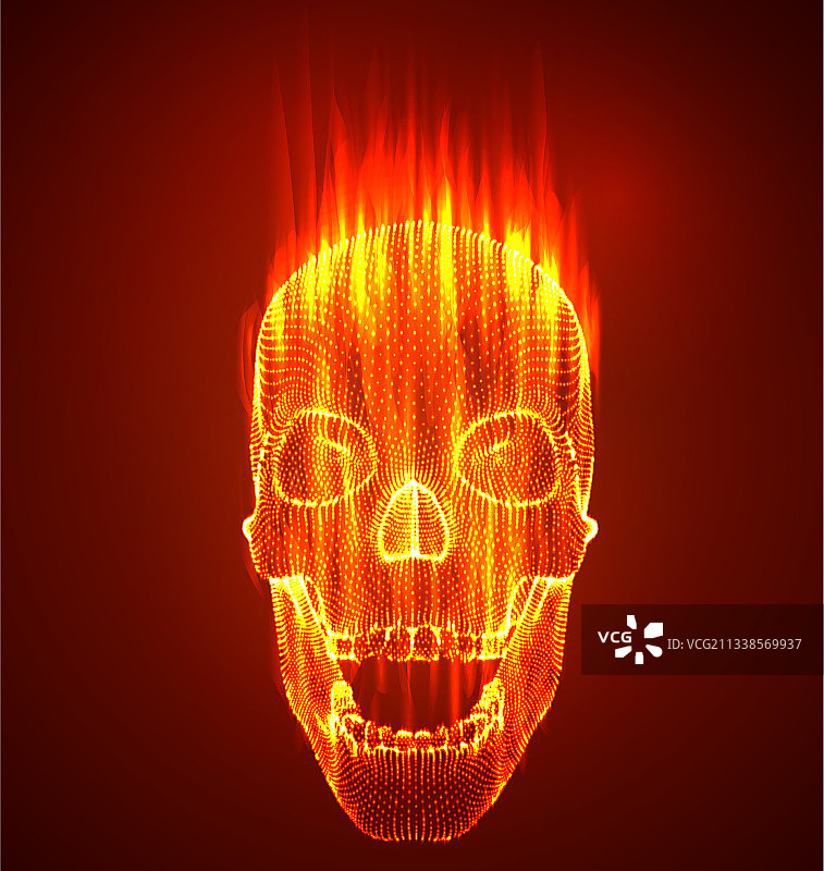红色背景上的火焰骷髅亚文化图片素材