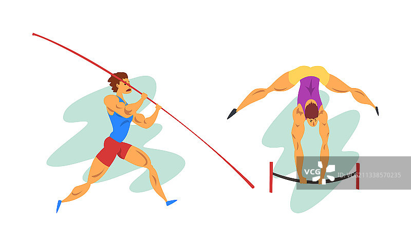 田径运动员比赛瞬间：撑杆跳图片素材