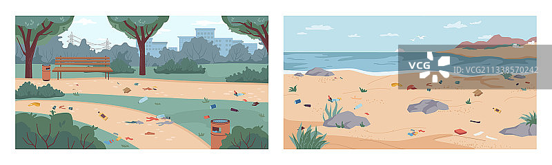 海滩上的垃圾，公园地面上的垃圾图片素材