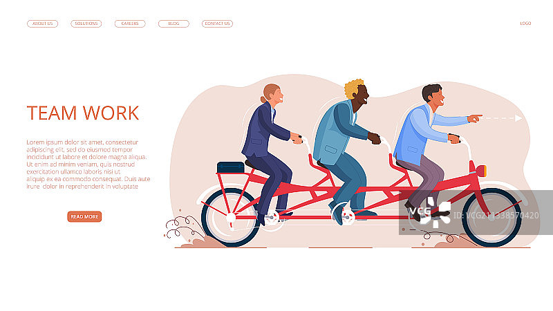 团队合作：人们骑双人自行车图片素材