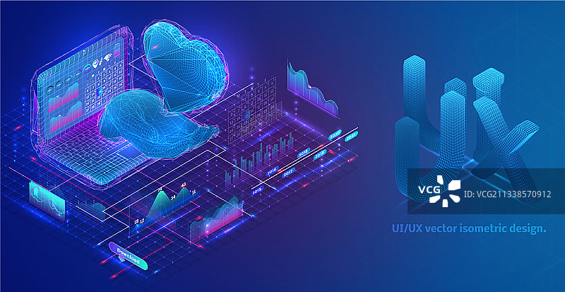 包含图表信息的2.5D构图图片素材