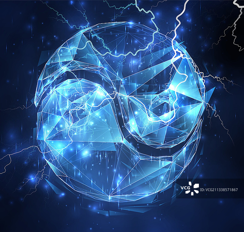 蓝天闪电背景上的3D物体图片素材