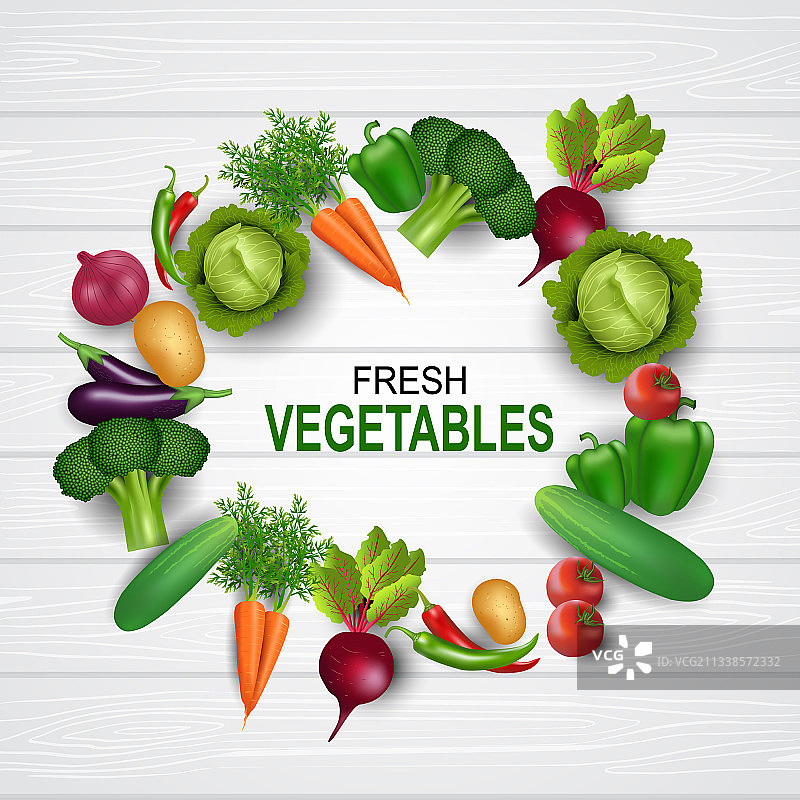 白色背景下的新鲜蔬菜图片素材